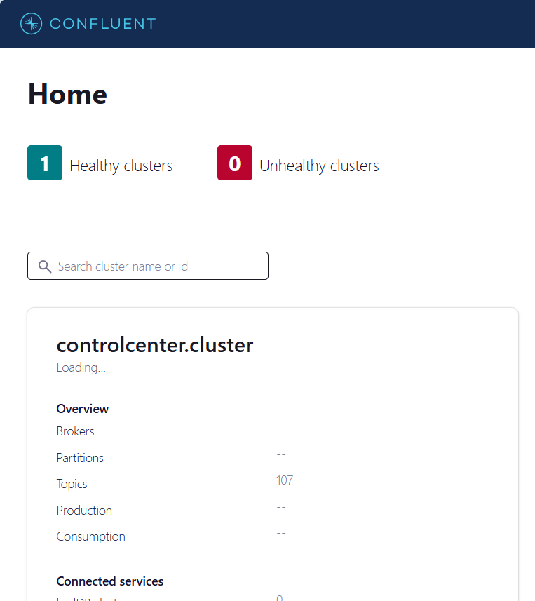 page d&#39;accueil kafka control center