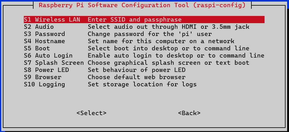 commande sudo raspi-config